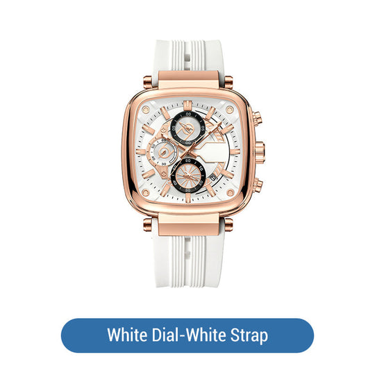 ⚡Heißer Sale: 50% Rabatt⚡Multifunktionale, wasserdichte Quarz-Herrenuhr mit quadratischem Design und Silikonband