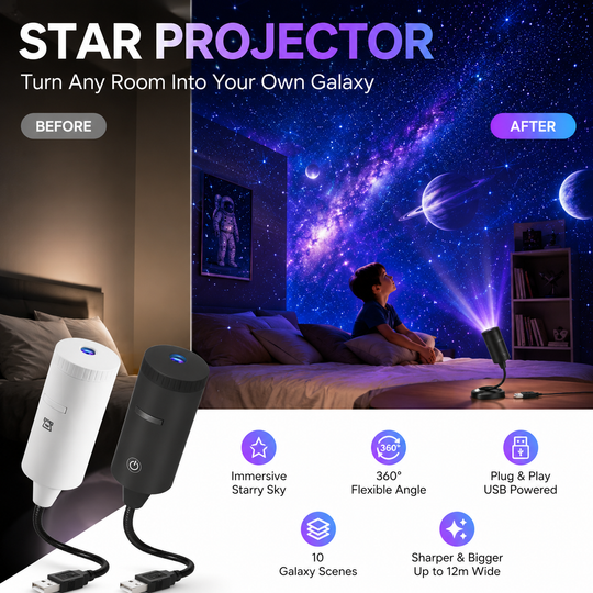 🥳2026 HOT SALE🥳💞50K+ SOLD!🌠🎆 50% OFF! Plug‑and‑Play HD Star Projector – 50,000+ happy users, 300% sharper stars. 360° adjustable, 10 cosmic slides. Transform your ceiling into a galaxy! 🚀🌌
