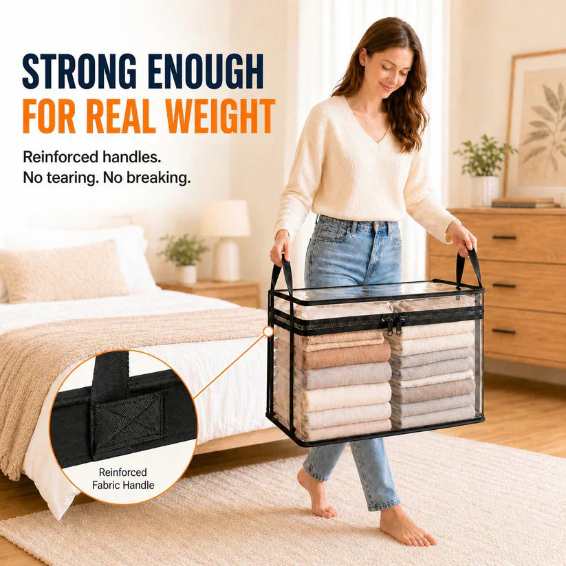 🔥Buy 2 Get 1 Free📦Portable Large Heavy-Duty Thick Plastic Clear Storage Box with Hinged Lid | Home, Travel & Camping