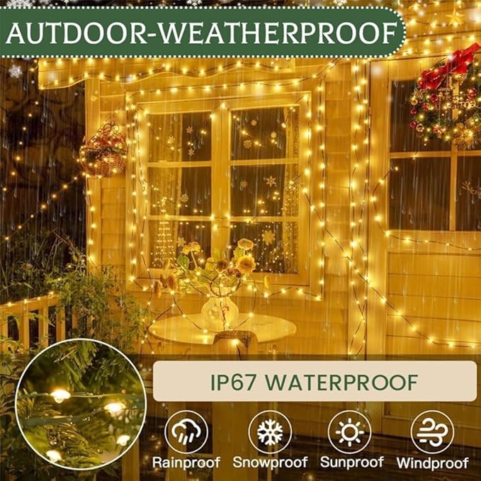 🎄Tidig julkampanj 50 % rabatt🎁 Ljusslinga med koppartråd och smällare