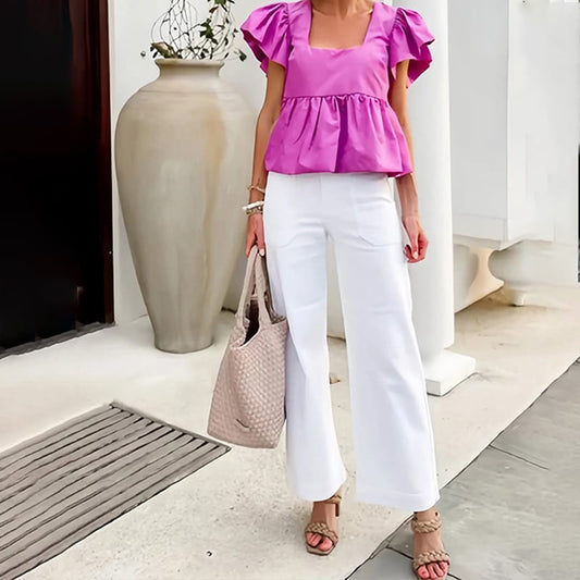 🔥VENDITA CALDA 2025🔥Pantaloni a gamba larga in twill elasticizzato | Vita alta | Larghi & Comodo
