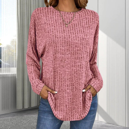 Casual Long-Sleeve Top – Soft Knit, Loose Fit & Versatile Style for All Body Types 🌸🧥