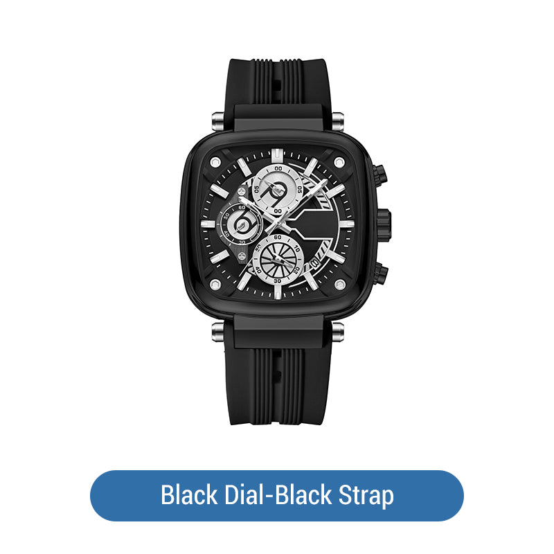 ⚡Heißer Sale: 50% Rabatt⚡Multifunktionale, wasserdichte Quarz-Herrenuhr mit quadratischem Design und Silikonband