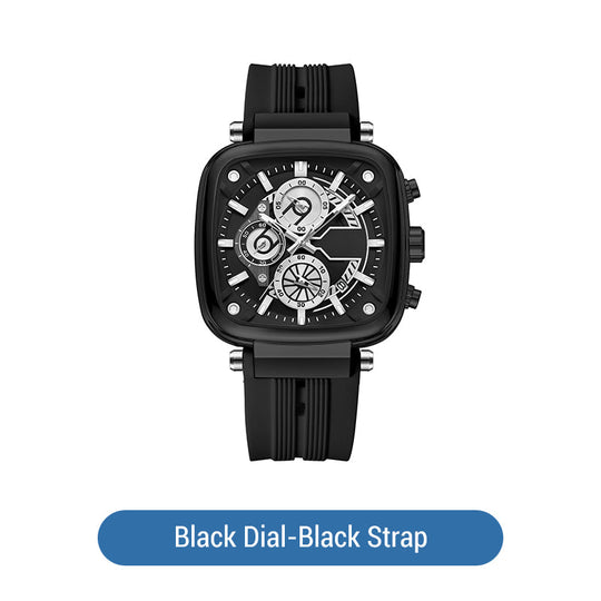 ⚡Heißer Sale: 50% Rabatt⚡Multifunktionale, wasserdichte Quarz-Herrenuhr mit quadratischem Design und Silikonband