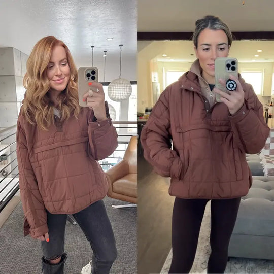 Piumino oversize con cappuccio da donna trapuntato leggero pullover invernale caldo imbottito con cappuccio