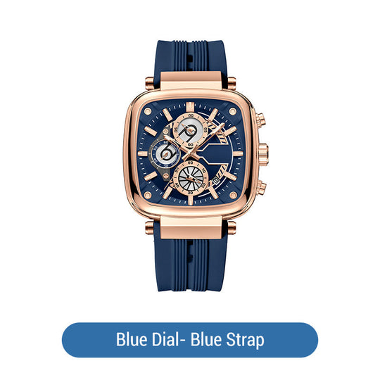 ⚡Heißer Sale: 50% Rabatt⚡Multifunktionale, wasserdichte Quarz-Herrenuhr mit quadratischem Design und Silikonband