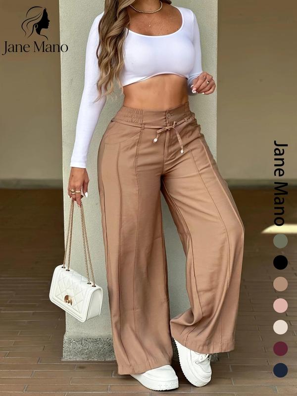 ⏳Last Day Sale Only ￡15.99!!👖 💥  Easy Everyday Comfort | Women's High-Waisted Straight-Leg Pants with Elastic Back