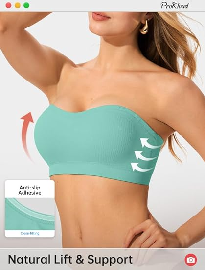 🥳2026 HOT SALE🥳💞50K+ SOLD!⚡ProKloud Strapless Push Up Bras for Women Wireless Bandeau Bra Non-Slip Silicone Tube Top Padded Convertible Bralette