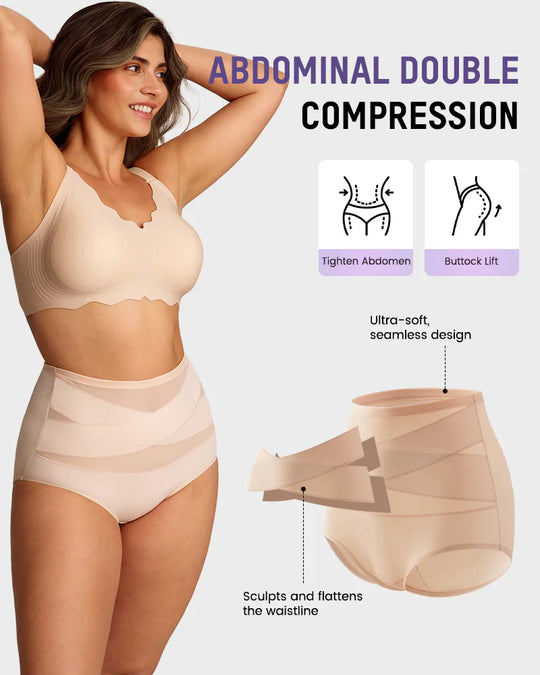 🌸2026 HOT SALE🥳✨Plus-Size High-Waist Cross Tummy Control Panties