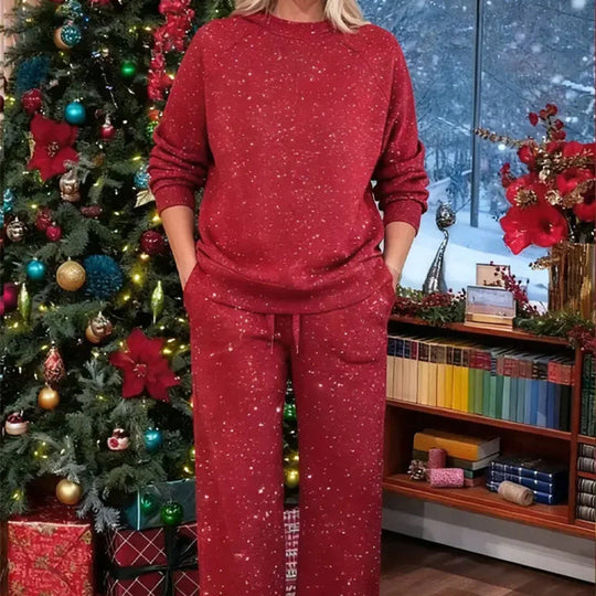 ⏰Last Day Sale - 50% OFF✨Women's Glitter Pullover Sweater & Pants 2-Piece Set