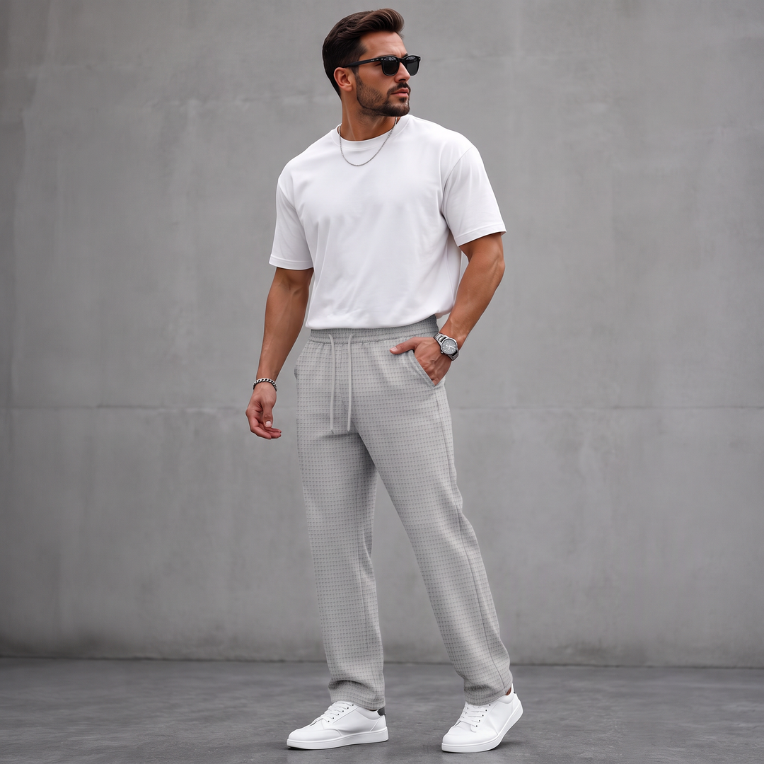 📢📢50 % DE RÉDUCTION !! ⏰ Pantalon décontracté pour homme en maille gaufrée avec cordon de serrage