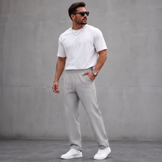 📢📢50 % DE RÉDUCTION !! ⏰ Pantalon décontracté pour homme en maille gaufrée avec cordon de serrage
