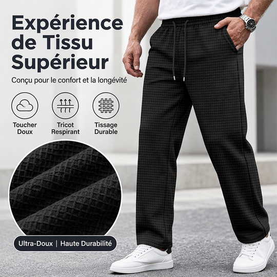 📢📢50 % DE RÉDUCTION !! ⏰ Pantalon décontracté pour homme en maille gaufrée avec cordon de serrage
