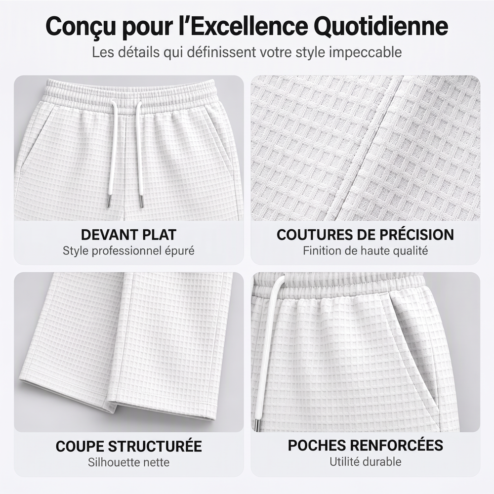 📢📢50 % DE RÉDUCTION !! ⏰ Pantalon décontracté pour homme en maille gaufrée avec cordon de serrage