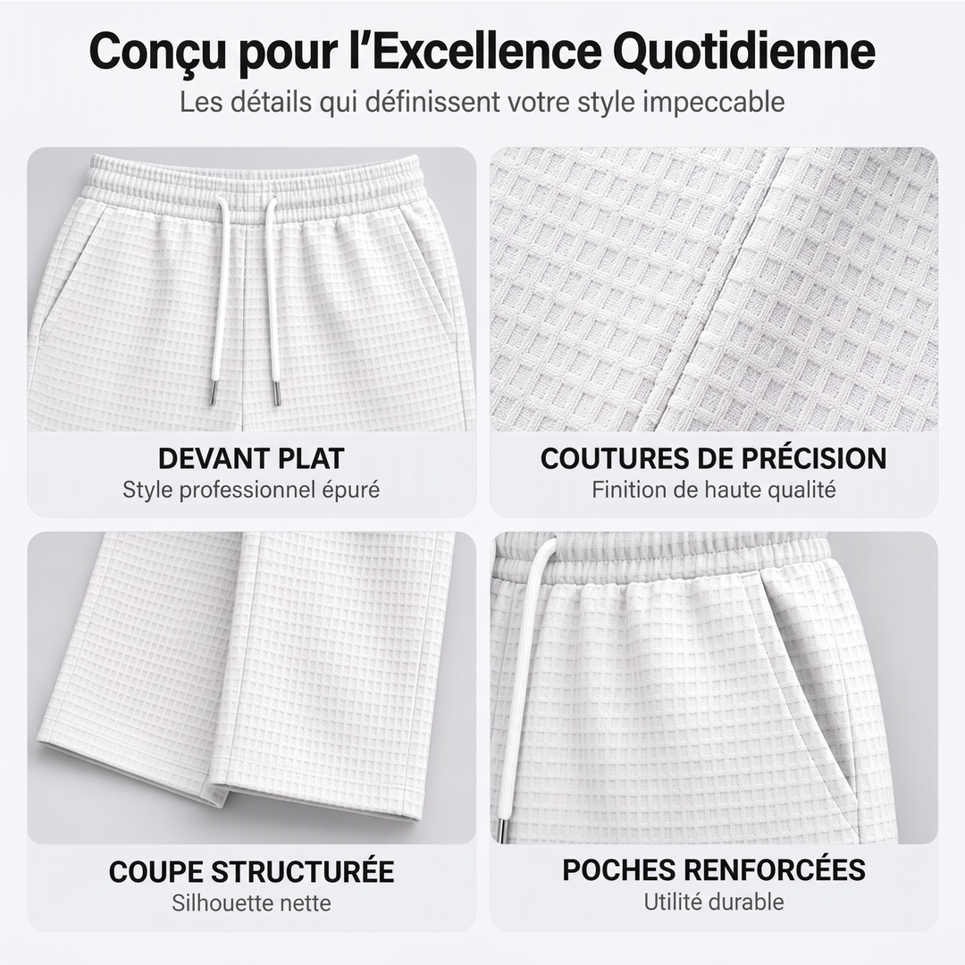 📢📢50 % DE RÉDUCTION !! ⏰ Pantalon décontracté pour homme en maille gaufrée avec cordon de serrage