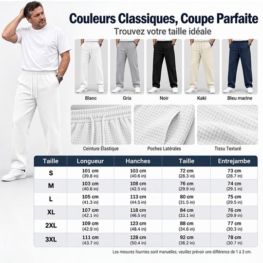 📢📢50 % DE RÉDUCTION !! ⏰ Pantalon décontracté pour homme en maille gaufrée avec cordon de serrage