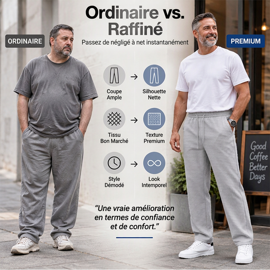 📢📢50 % DE RÉDUCTION !! ⏰ Pantalon décontracté pour homme en maille gaufrée avec cordon de serrage