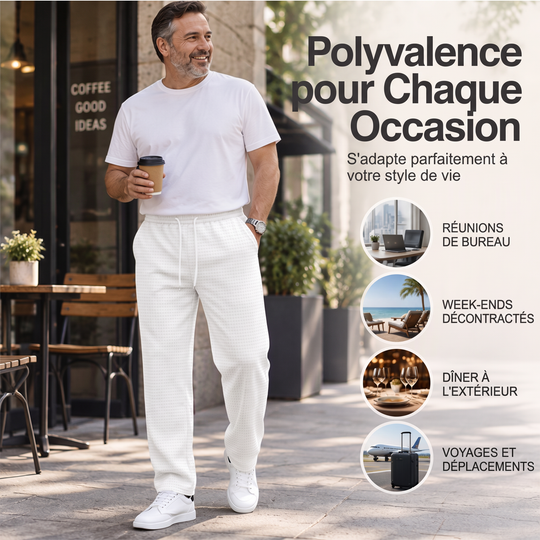 📢📢50 % DE RÉDUCTION !! ⏰ Pantalon décontracté pour homme en maille gaufrée avec cordon de serrage