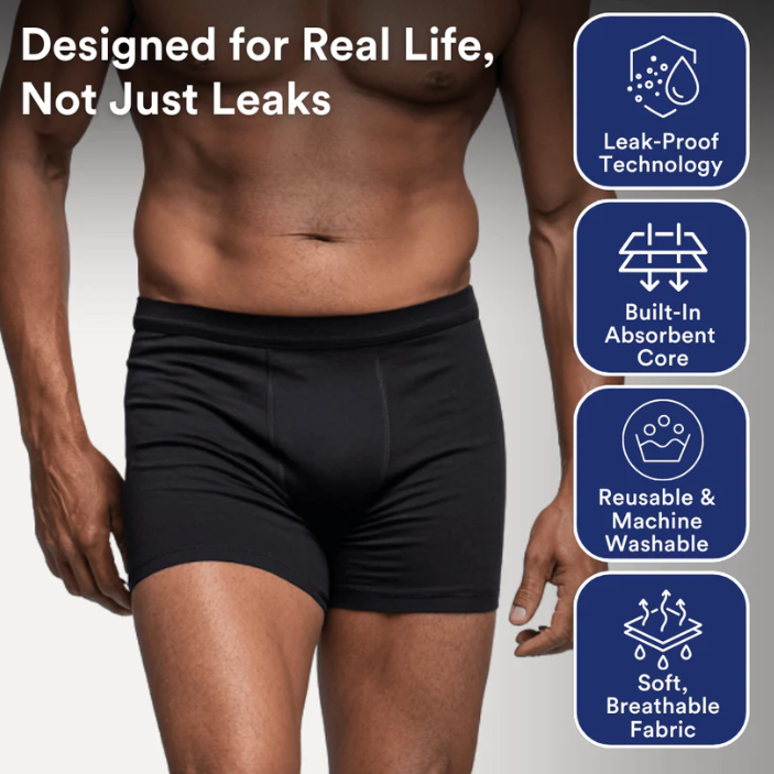 Men's Ultra-Absorbent Incontinence Boxer Briefs