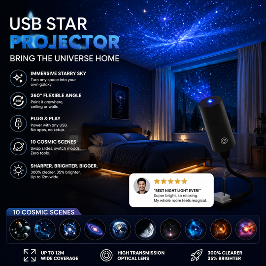 🥳2026 HOT SALE🥳💞50K+ SOLD!🌠🎆 50% OFF! Plug‑and‑Play HD Star Projector – 50,000+ happy users, 300% sharper stars. 360° adjustable, 10 cosmic slides. Transform your ceiling into a galaxy! 🚀🌌