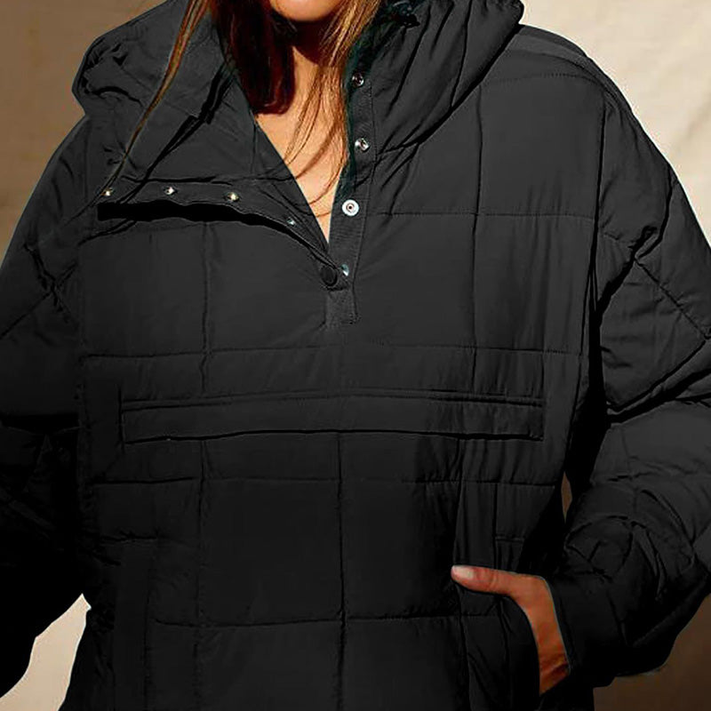 Piumino oversize con cappuccio da donna trapuntato leggero pullover invernale caldo imbottito con cappuccio