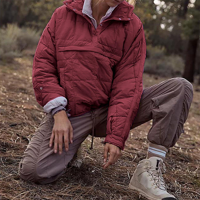 Piumino oversize con cappuccio da donna trapuntato leggero pullover invernale caldo imbottito con cappuccio