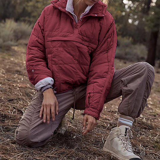 Piumino oversize con cappuccio da donna trapuntato leggero pullover invernale caldo imbottito con cappuccio