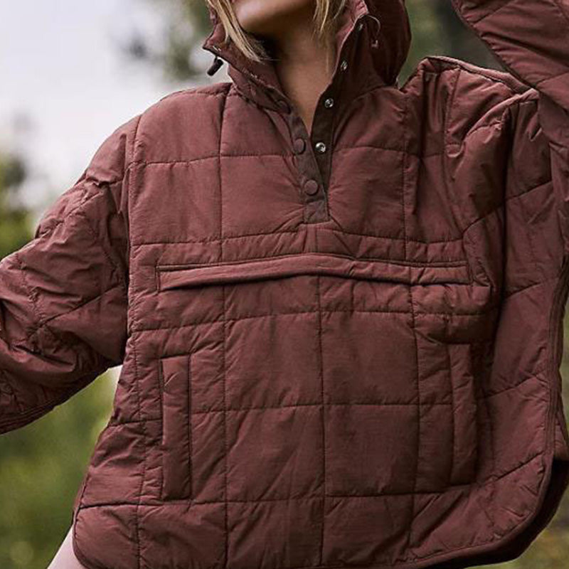 Piumino oversize con cappuccio da donna trapuntato leggero pullover invernale caldo imbottito con cappuccio