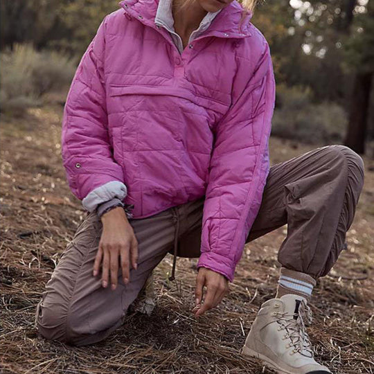 Piumino oversize con cappuccio da donna trapuntato leggero pullover invernale caldo imbottito con cappuccio