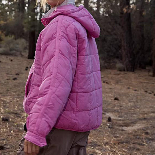 Piumino oversize con cappuccio da donna trapuntato leggero pullover invernale caldo imbottito con cappuccio