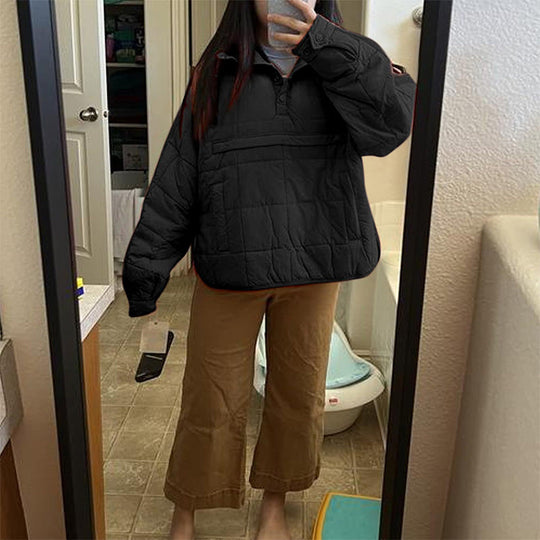 Piumino oversize con cappuccio da donna trapuntato leggero pullover invernale caldo imbottito con cappuccio