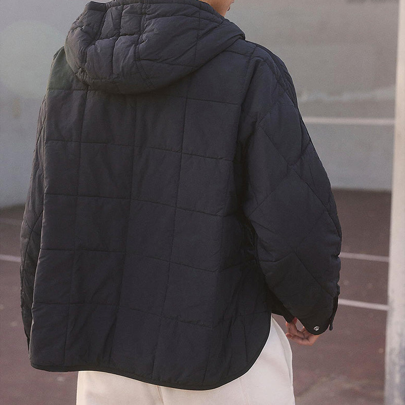 Piumino oversize con cappuccio da donna trapuntato leggero pullover invernale caldo imbottito con cappuccio