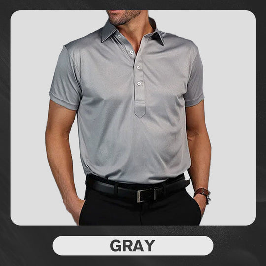 ✨New Arrival 50% Off✨Semi-Spread Collar Polo👕Dress-Shirt Polish, 4-Way Stretch Comfort, Wrinkle-Resistant, Blazer-Ready