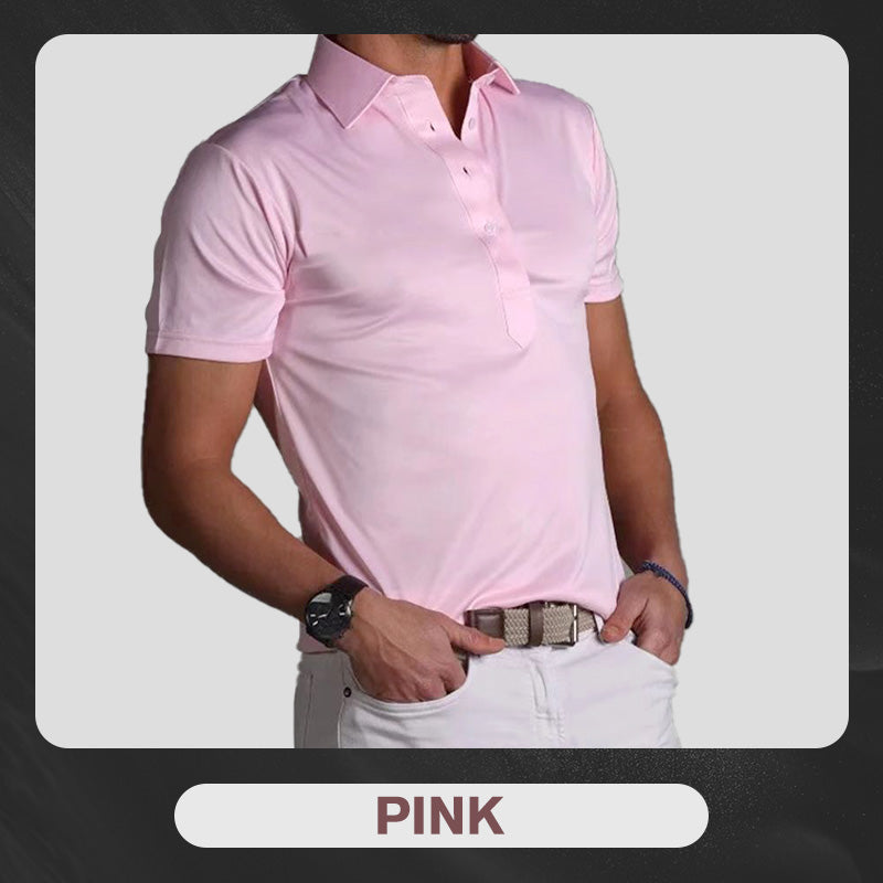 ✨New Arrival 50% Off✨Semi-Spread Collar Polo👕Dress-Shirt Polish, 4-Way Stretch Comfort, Wrinkle-Resistant, Blazer-Ready