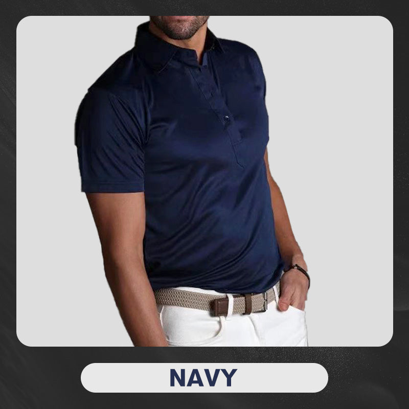 ✨New Arrival 50% Off✨Semi-Spread Collar Polo👕Dress-Shirt Polish, 4-Way Stretch Comfort, Wrinkle-Resistant, Blazer-Ready