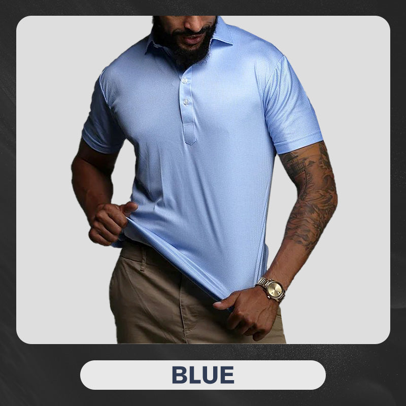 ✨New Arrival 50% Off✨Semi-Spread Collar Polo👕Dress-Shirt Polish, 4-Way Stretch Comfort, Wrinkle-Resistant, Blazer-Ready