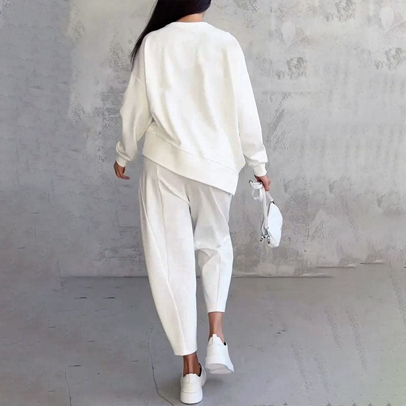 【DAY PERFECT】Round-Neck Long-Sleeved Top ＆ Pants 2-Piece Set | Wrinkle-Free & Breathable | 49% OFF Limited