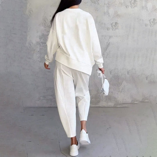 【DAY PERFECT】Round-Neck Long-Sleeved Top ＆ Pants 2-Piece Set | Wrinkle-Free & Breathable | 49% OFF Limited