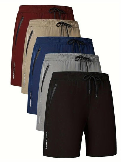 💥Men's Letter Print Drawstring Waist Shorts💥 | Gusseted Crotch Design | 4-Way Stretch Fabric | Anti-Chafing Lining