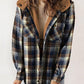 ⏰Free shipping⏰Women's Thickened Flannel Long Sleeve Plaid Jacket Coat With Hood
