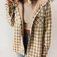 ⏰Free shipping⏰Women's Thickened Flannel Long Sleeve Plaid Jacket Coat With Hood