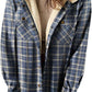 ⏰Free shipping⏰Women's Thickened Flannel Long Sleeve Plaid Jacket Coat With Hood