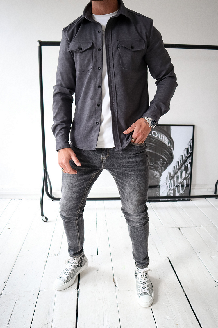 🍂Uusi syksy/talvi miesten harjattu rento paita (eurooppalainen) & American Youth Cut) - hiottu pehmeä viimeistely, valmis käytettäväksi shacket-puvussa, välttämätön kerrospukeutumiseen