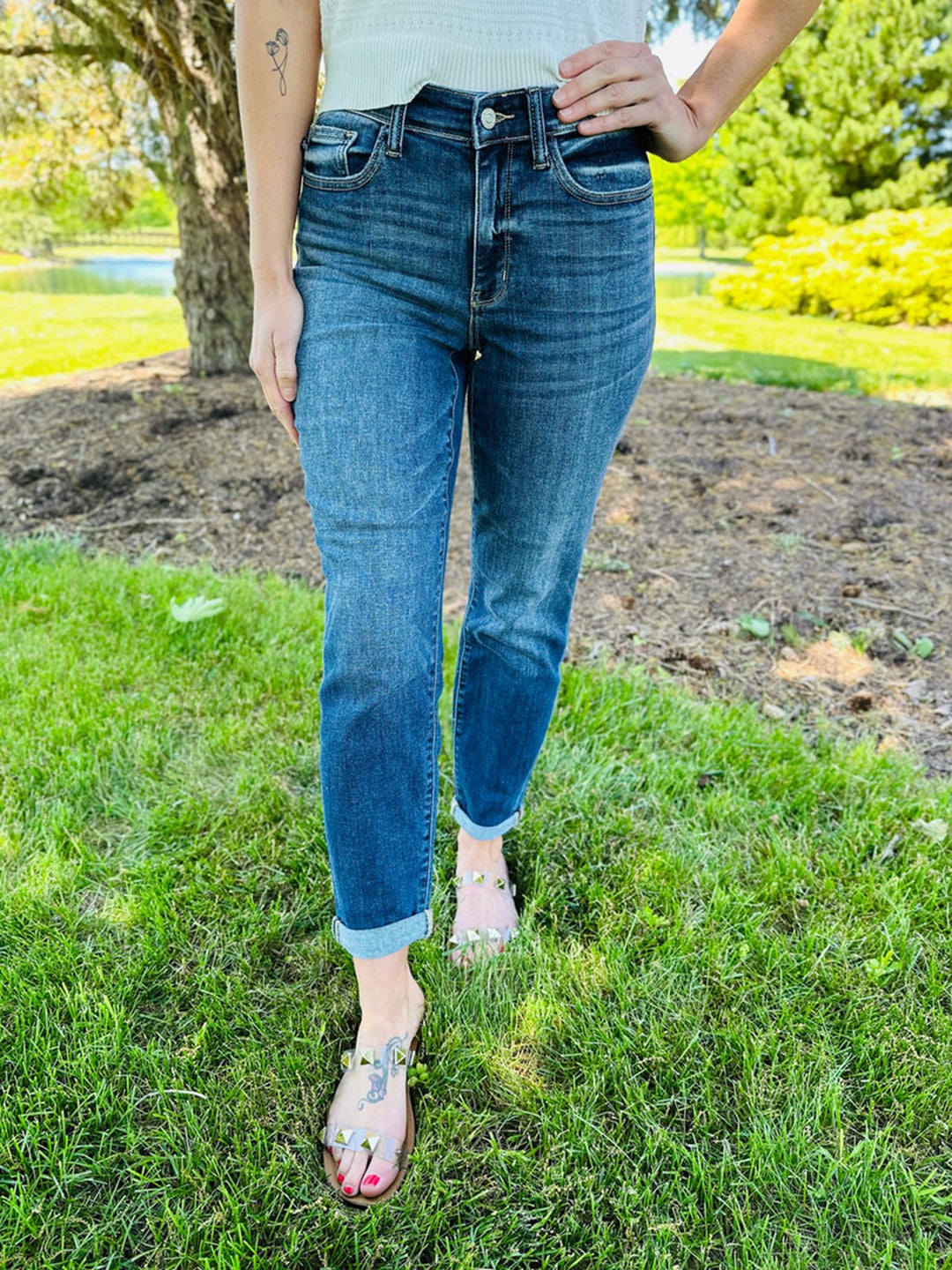 💗Hot Promotion 50% Off💗Tummy Control Cuffed Slim Fit Jeans