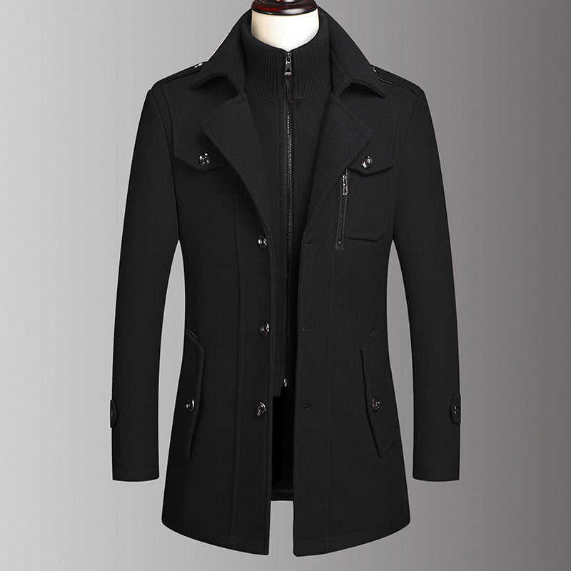 🔈45% DE RÉDUCTION!🧥MANTEAU HOMME DOUBLE COL🍂Laine Chaude Premium, Coupe Moderne pour Automne-Hiver, Style Élégant Intemporel✨