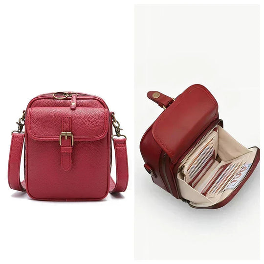 Vintage Crossbody Leather Bag – Adjustable & Spacious Design