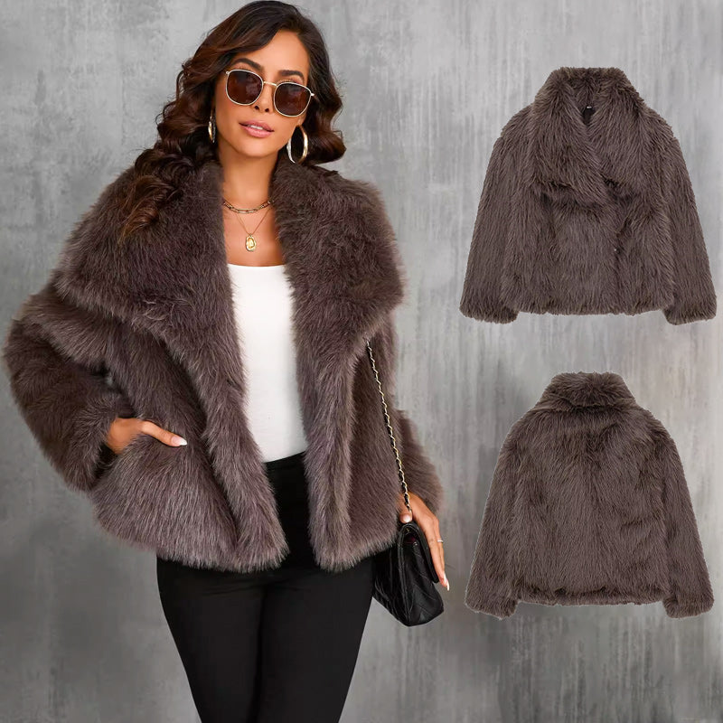 🔥🖤Cappotto di pelliccia da donna in pre-vendita invernale, fodera in peluche, collo morbido, spedizione gratuita (edizione Cozy)