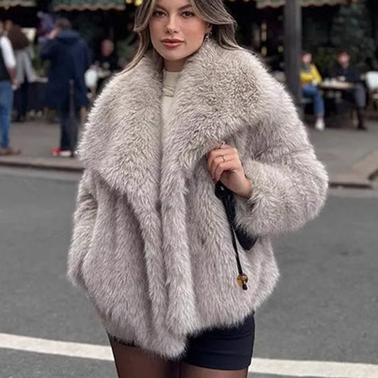 🔥🖤Cappotto di pelliccia da donna in pre-vendita invernale, fodera in peluche, collo morbido, spedizione gratuita (edizione Cozy)