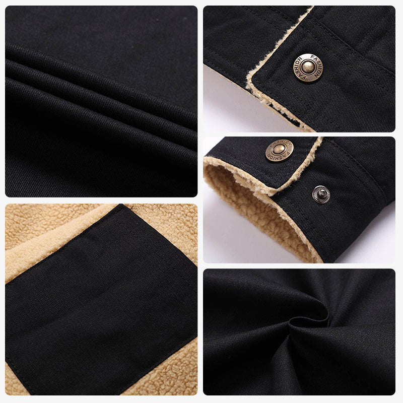 🎄☀️Varm hele vinteren!🧥Herre Retro Western vinterfleecejakke