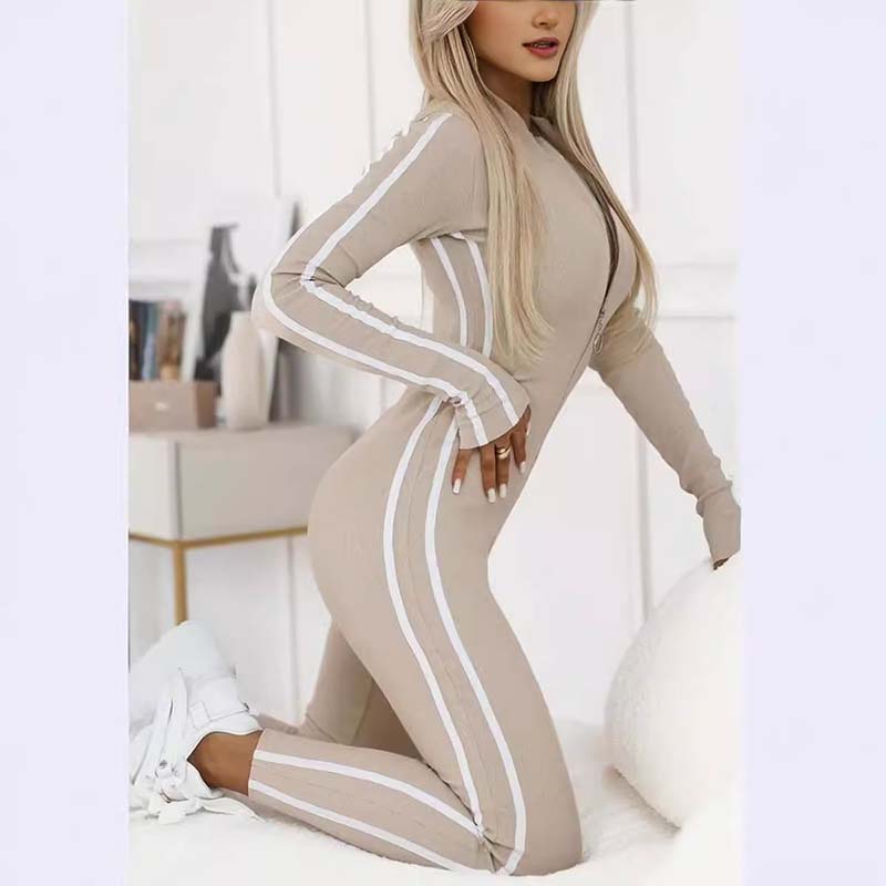 🌸Women's Sporty Zip-Up Long-Sleeve Jumpsuit - Sporty to Chic in 1 Zip! 🌸 Gym & Street Ready